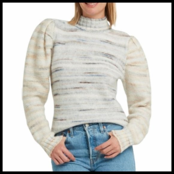 NWT H HALSTON Puff Sleeve Chunky Knit Sweater - Picture 1 of 12